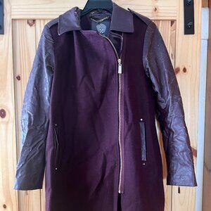 Kenneth Cole Leather Sleeve Pea Coat